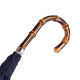 Bamboo wood handle on classic navy umbrella with brass shaft – handcrafted in Italy, 100% plastic-free